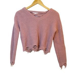 New without tags Soft cropped distressed ribbed sweater size XS
